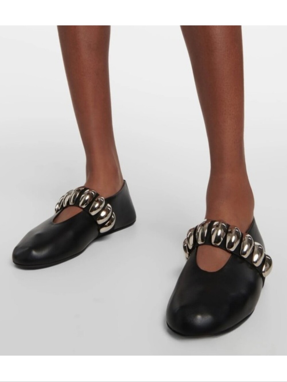 New A New Day Black Genevieve Mary Jane Flats with Silver Oval Accents Size 11 - Picture 3 of 4
